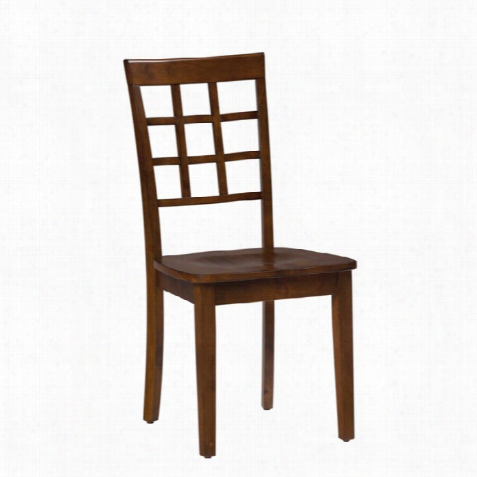 Jofran Simplicity Wood Grid Back Dining Chair In Caramel (set Of 2)