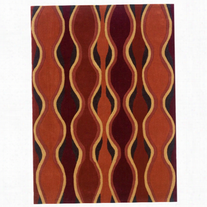 Linon Trio 5' X 7' Hannd Tufted Rug In Rust And Pumpkin