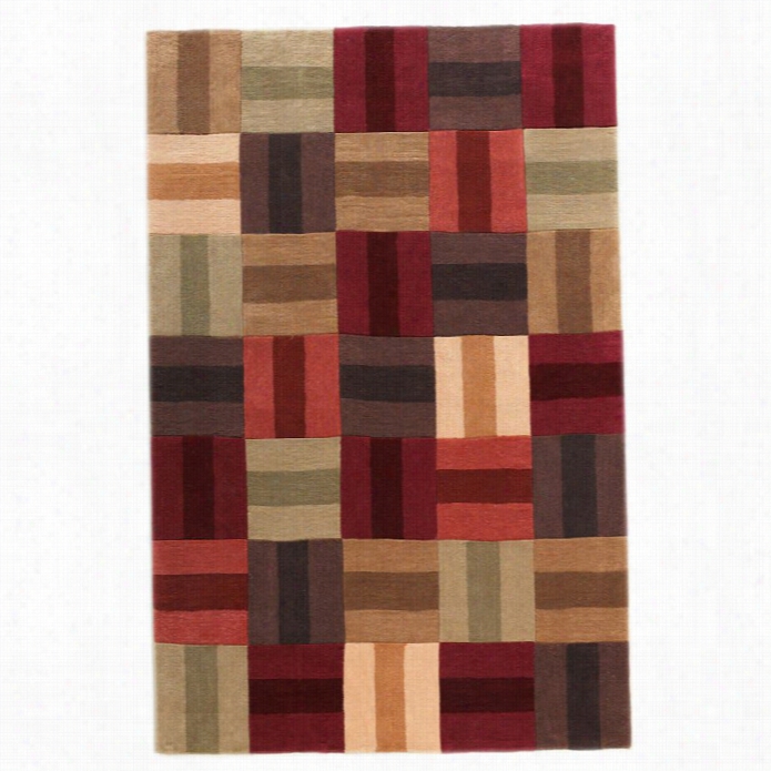 Linon Trio 8' X 10' Hand Utfted Rug  In Burgundy And Beige