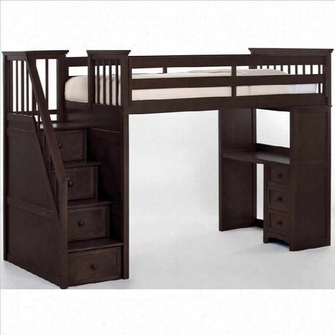 Ne Kids School House Sttair Loft Bed In Chocolate