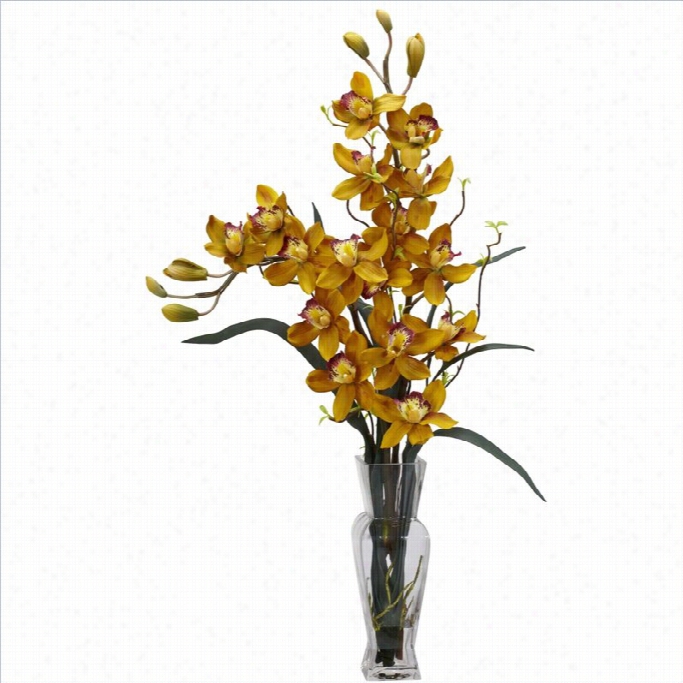 Nearrly Natura L Cymbidium Silk Floower Arrangement In Yellow