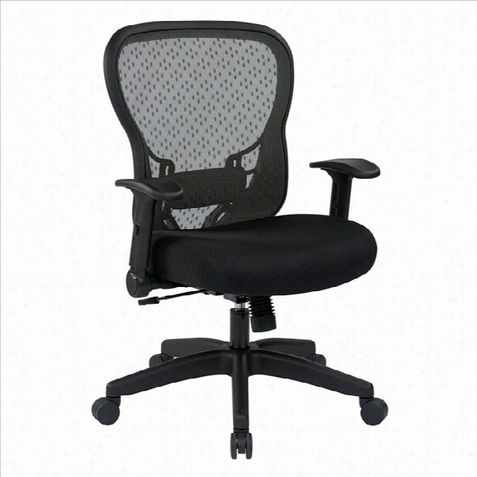 Office Star 259 Sseries Spacegrid Back Office Chair With Flip Arms In Negro