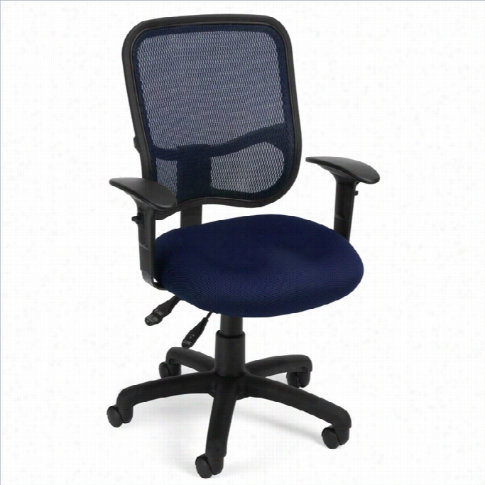 Ofm Mesh Comf Ort Series Ergonomic Task Office Chair With Arms In Navy