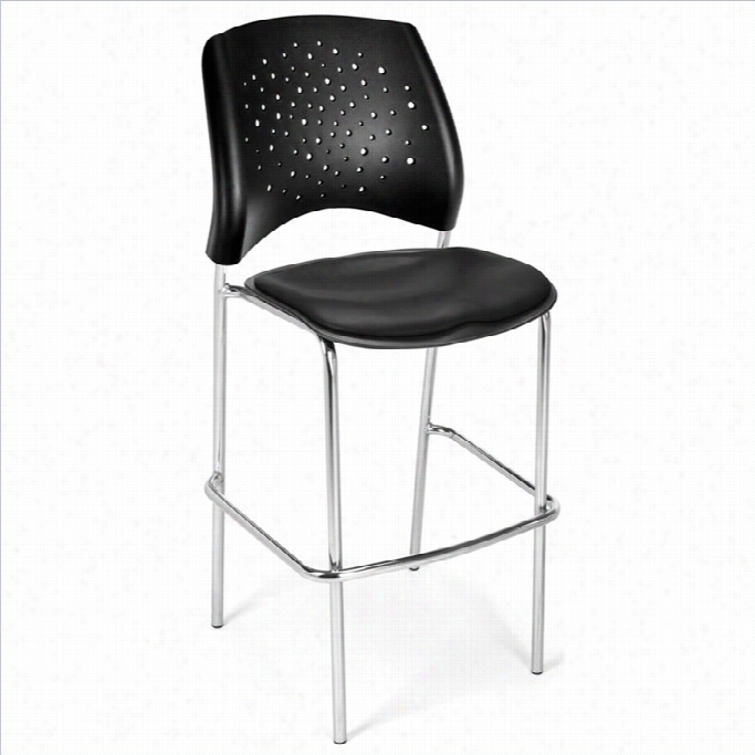 Ofm Asterisk 31.25 Chrome Stool With Frame In Black