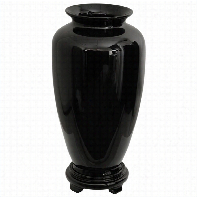 Oriental Fuenture 14 Solid Tung Chi Vase In Black