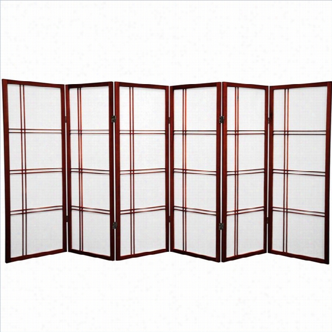 Oriental Furniture 4' Tall Shoji Screen With 6 Panel  In Rosewood