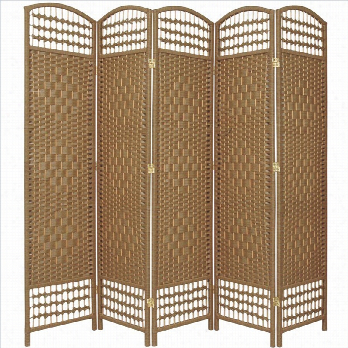 Oriental Furniture Five Ppanel Fiber Undulate Room Divider In Natural