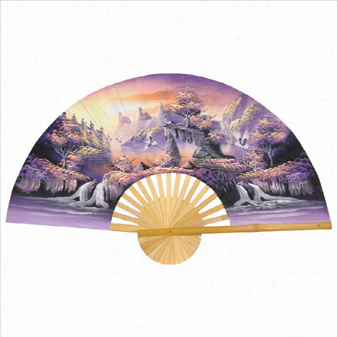 Oriental Furniture Glorious Dream Wall Fan Decor In Purplewidth 40