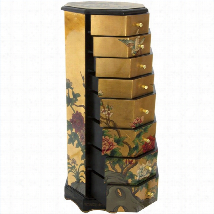 Oriental Fruniture Gold Leaf Jewelry Armoire