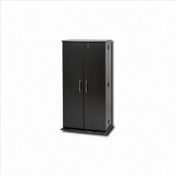 Prepac 47 Locking Cd Dvd Mediaa Storagee Cabinet In Black