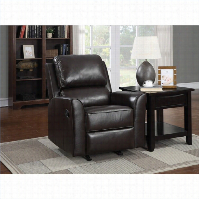 P Ri Faux Leather Rrocke Rrecliner In Brown