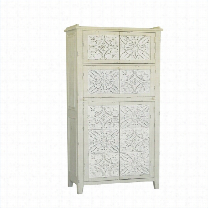 Pulaski 4 Door Accent Chest In White Distressed