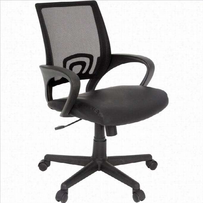 Regency Curve Leather And Mesh Swivel Office Chair Inblack