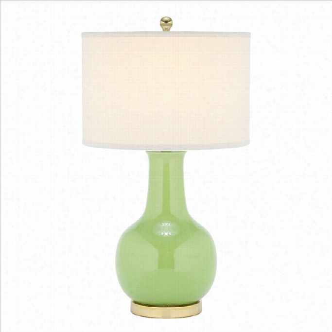 Safavieh Judy Ceramic Green Lamp Withw Hite Shade