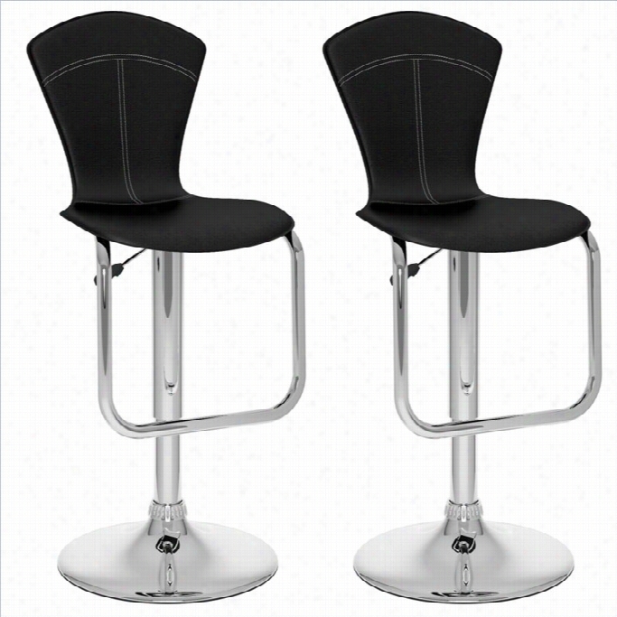 Sonax Corliving 32 Tapered Back Bar Stool In B Lack (set Of 2)