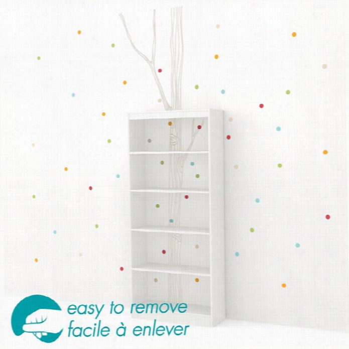 South Shore Axess 5 Shelf Tree And Dots Decal Bookcase In White