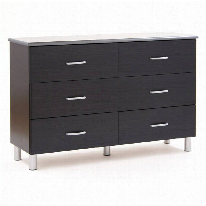 South Shore Cosmos Kids 6 Drawer Double Dresser In Black Onyx Finish
