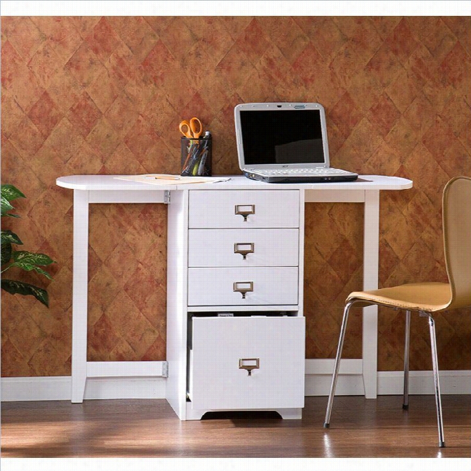 S0uthern Enterpfises Paige White Fold-out Organizer & Craft Desk