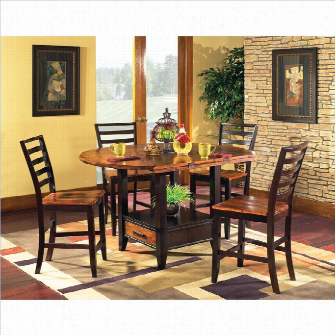 Steve Silver Company Abaco 5 Piece Be~ Leaf Counter Height Storage Dining Tablea Nd Chairs Set