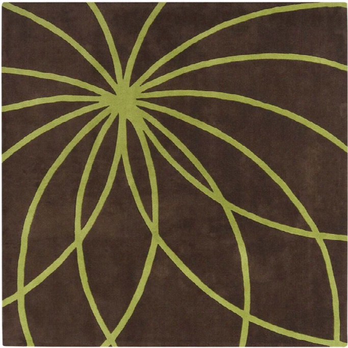 Surya Forum 8' X 8' Square Hand Tufted Wool Rug In Brown And Green