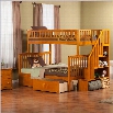 Woodland Stair Bunk Bed with 2 Urban Lifestyle Bed Drawers in Caramel-Twin Over Twin