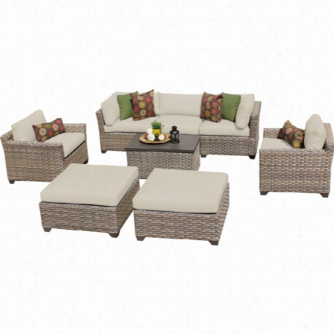 Tkc Monterey 8 Piece Outdoor Wicmer Sofa Set In Beige