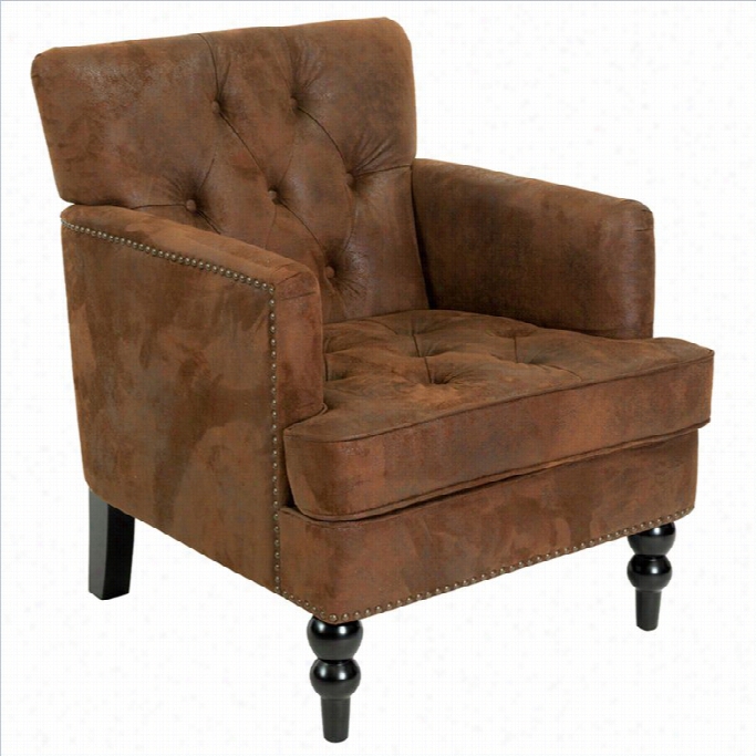 Trent Home Melissa Tufted Fabric Leather Club Chair  In Brown