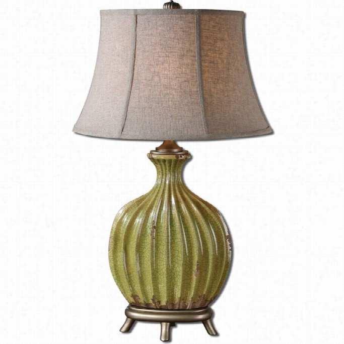 Uttermost Carentino Crackled Ceramic Food Lamp In Aged Green