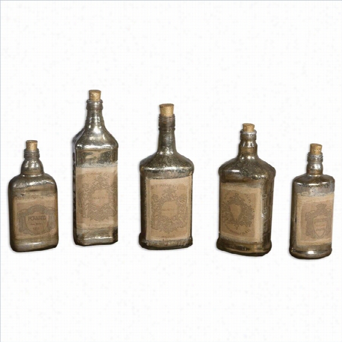 Uttermost Rec Ycled Mercruy Style Glass Bottles (set Of 5)