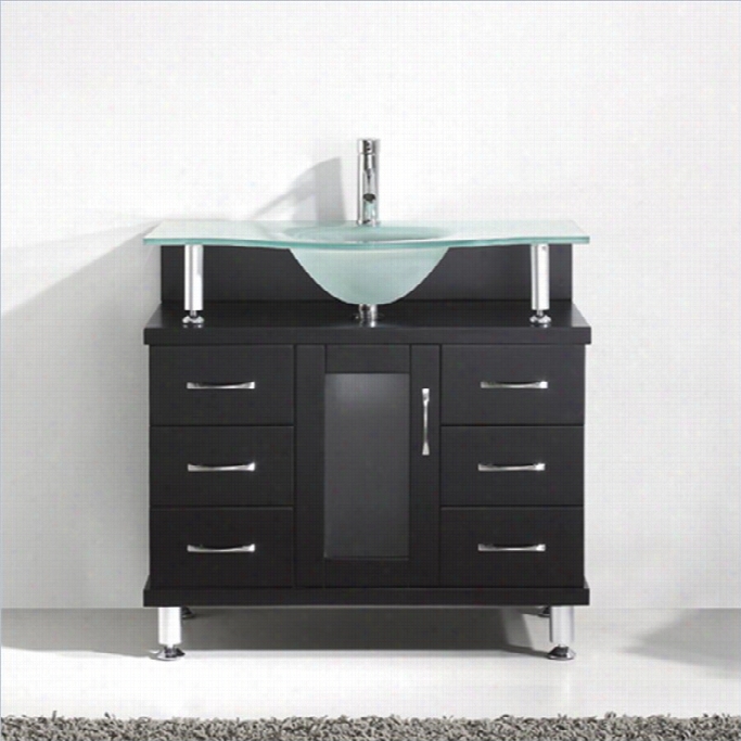 Virtu Vincente 36 Glass Single Bathroom Vanity In Espresso