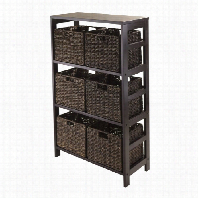 Winsome Granville 7pc Storage Shelf With 6 Baskets In Espresso