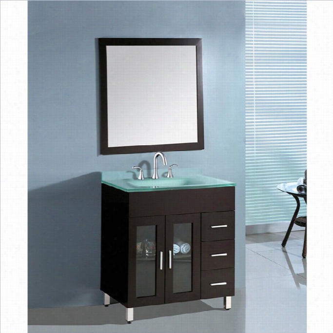 Yose Mite Single 31.5 Inch Bathroom Vanity And Mirror In Black