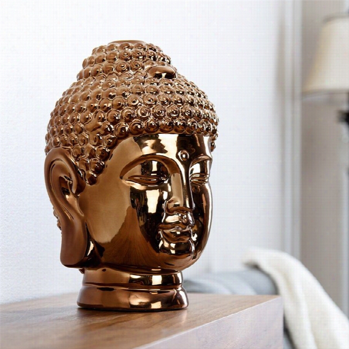 Abbyson Living Antique Buddha Head Statue In Coppper