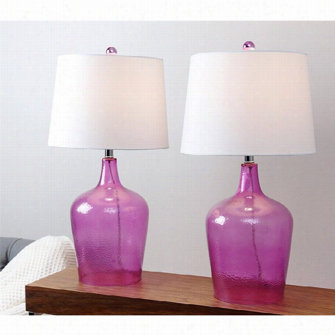 Abbyson Living Delmore Glass Table Lamp I N P Urple (set Of 2)