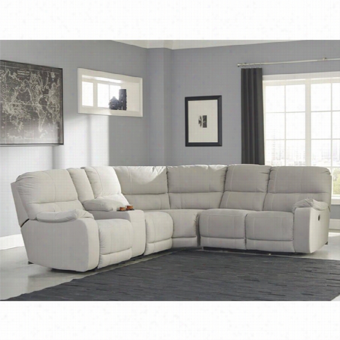 Ashley Bohannon 3 Piece Fabric Left Ower Console Sectional In Putty