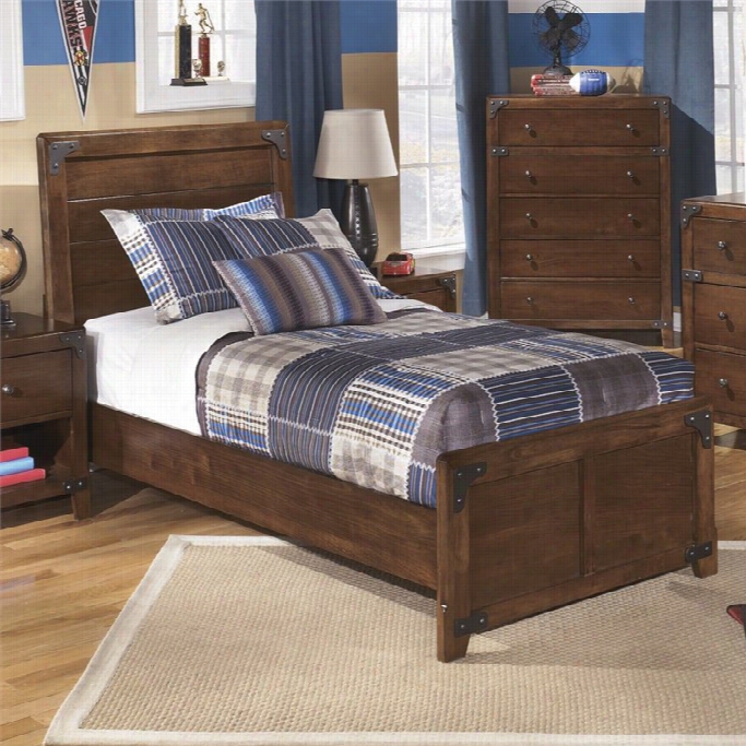 Ashley Delburne Wood Twin Panel Bed In Brown