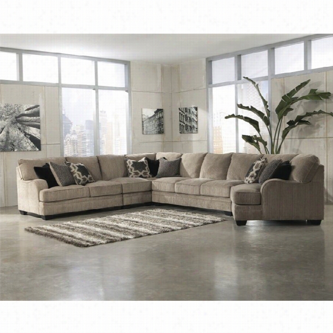 Ashley Furniture Katisha 5 Piece Fabric Sectional In Platinum