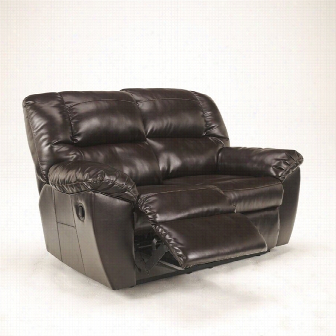 Ashly Furniture Rouge Leathre Reclining Loveseat In Mahogany