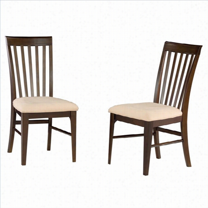 Altantic Furniture Montreal Oatmeal Fabric Dining Chair (set Of 2)-espresso