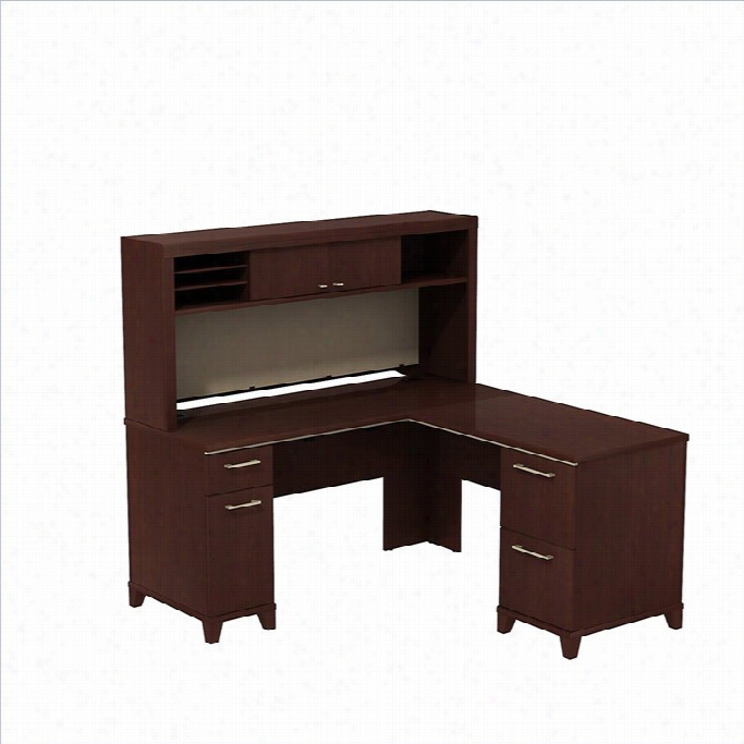 Bush Bbf Entrprise 60w X 60d L-desk With Huthc Storage In Harvest Cherry