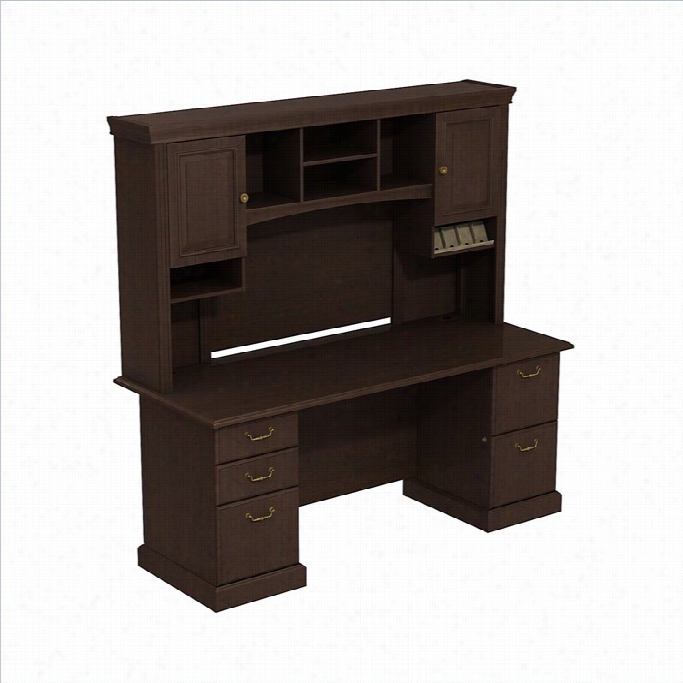 Bsuh Bbf Snydicate 72 5 Drawer Esk With Hutch In Mocha Cherry