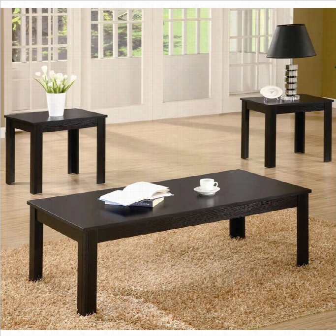 Coasster Casual 3 Piece Occasional Table Set In Black