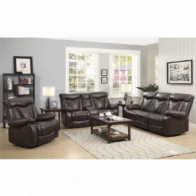 Coaster Zimmerman Faux Leather Power Recliing Sofa Set In Dark Brown