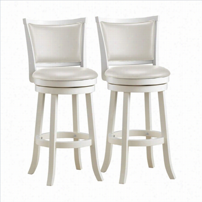 Corliving Woodgrove 29high Back Bar Stool In White ((set Of 2)