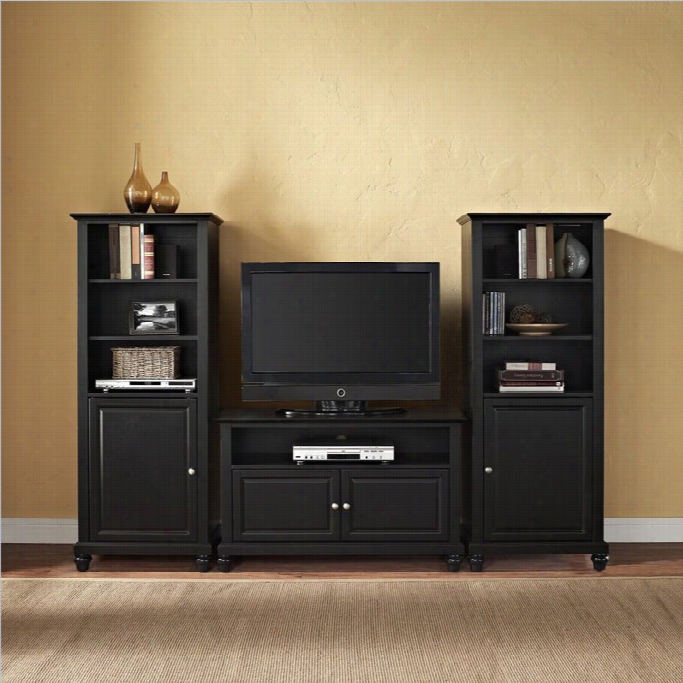 Crosley Furniture Cambridge Entertainment Center Iin Black-42 Inch