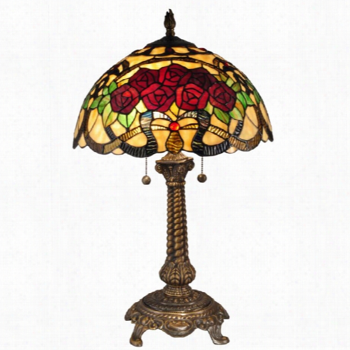 Dale Tiffany Red Roe Tahle Lamp