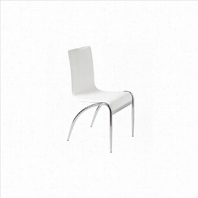 Eurostyle Gloria Leater Dining Chair In White Nx Chrome