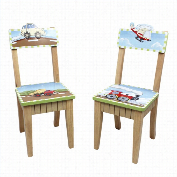 Fantasy Fields Hand Painted Transportation Set Of 2 Chairs