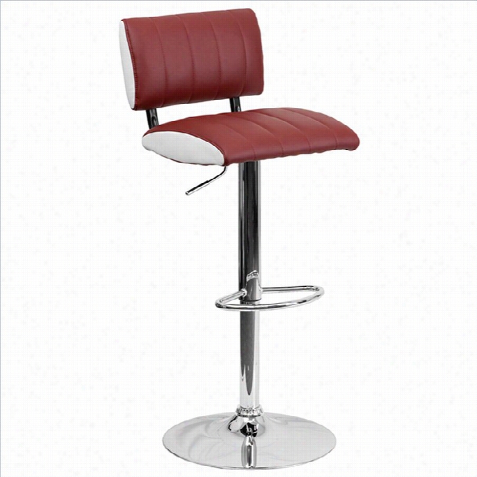 Flash Frniture 2 To 34 Adjustable Bar Stooll In Burgundy And White