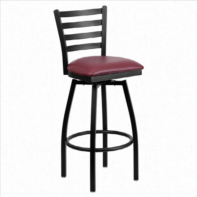 Flash  Furniture Hercules 32 Swivel Metal Bar Stool In Blac Kand Burgundy